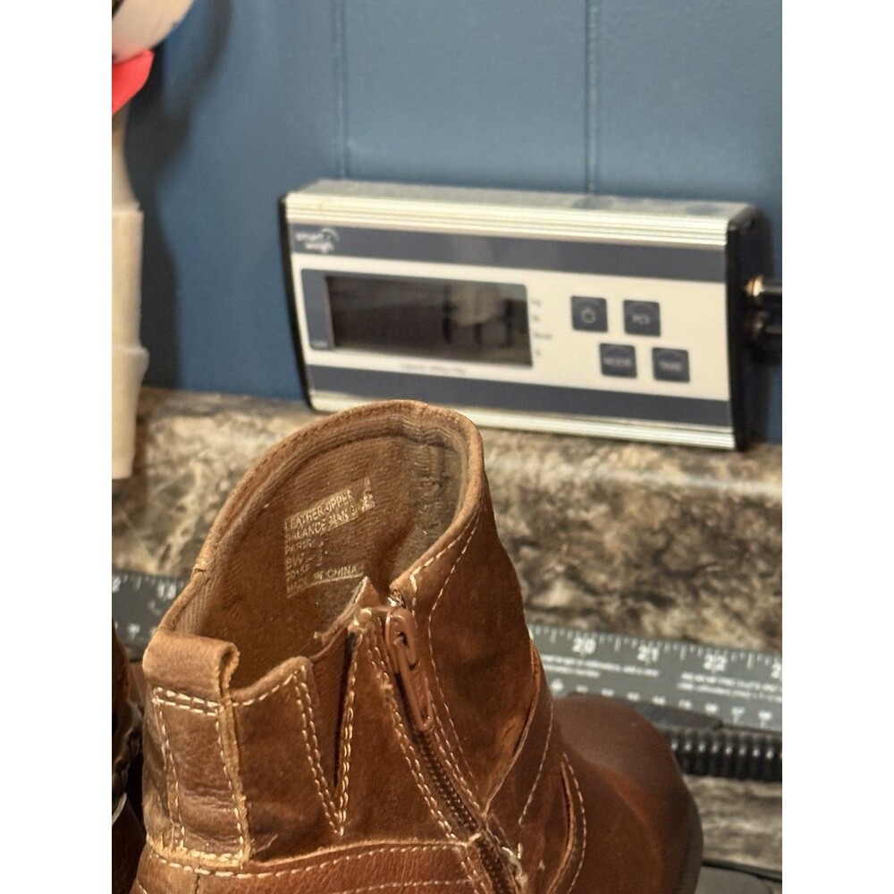 Earth Origins Paris Brown Leather Booties Women’s Side Zip Casual Boots Sz 8W - Picture 11 of 11